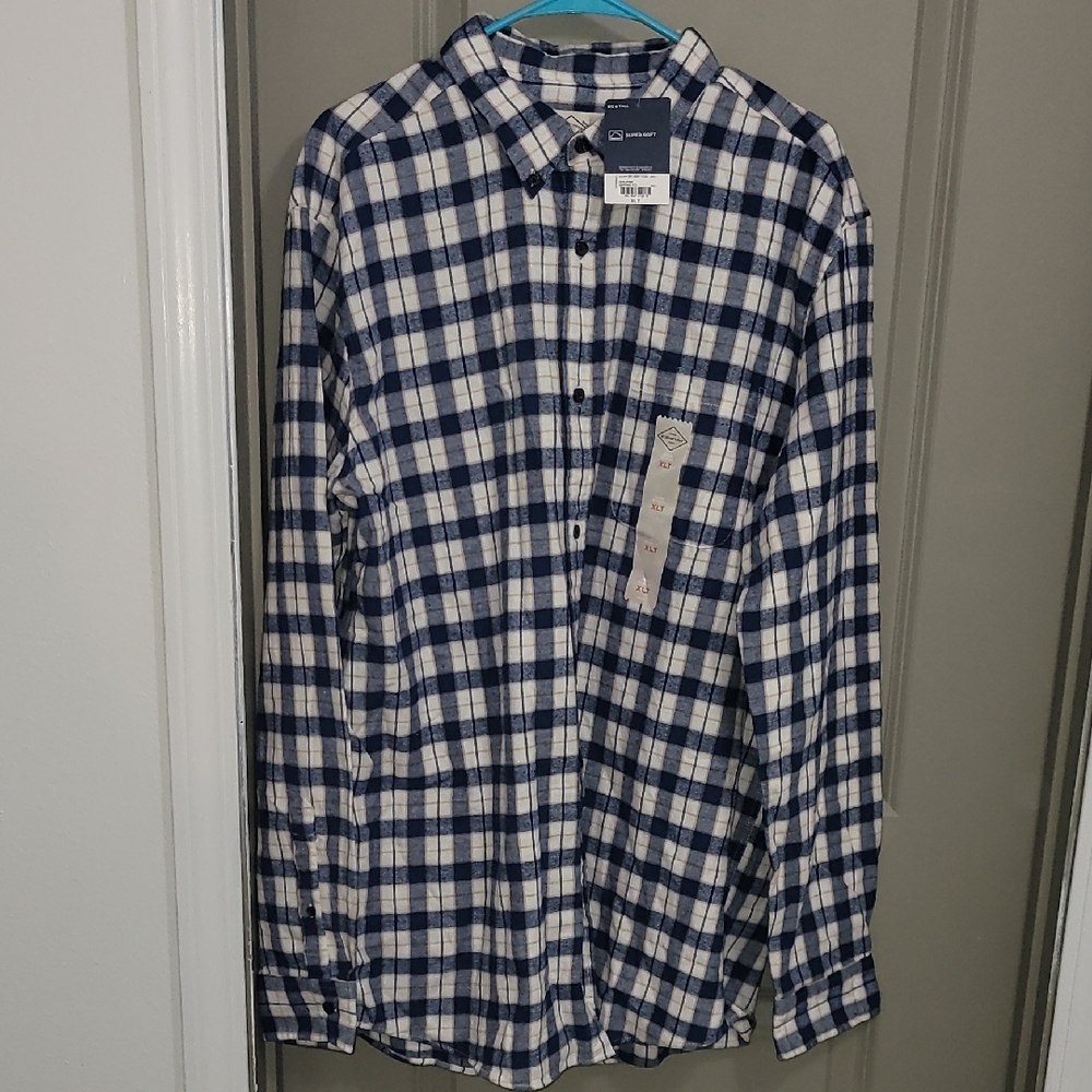 St. John's Bay Blue and White Casual Button Down Shirt
